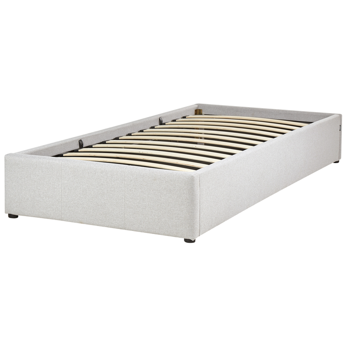 Beliani-DINAN-Eenpersoonsbed-Lichtgrijs-90 x 200 cm-Polyester