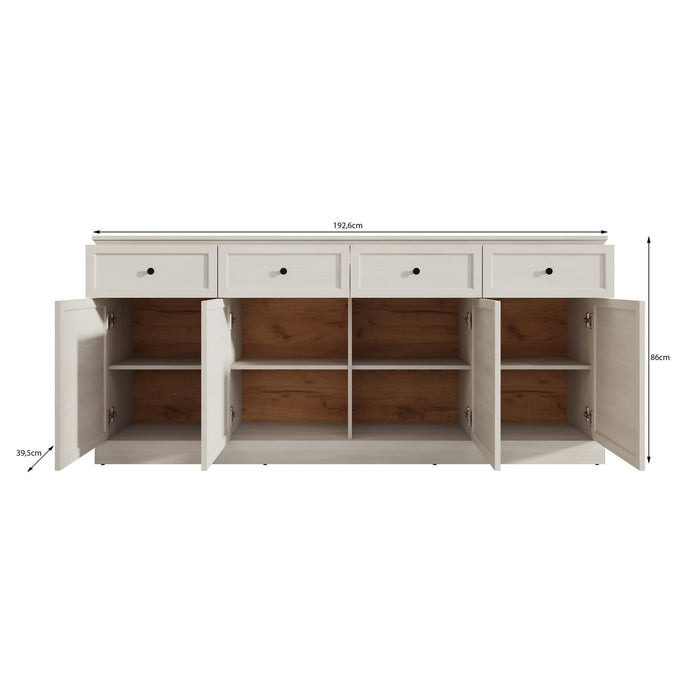 Meubella - Dressoir Leroy - Zwart eiken - 193 cm