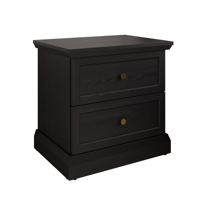 Meubella - Nachtkastje Leroy - Zwart eiken - 52 cm