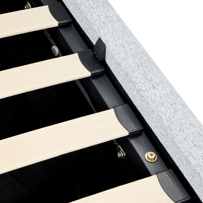 Beliani-BLAGNAC-Bed met opbergruimte-Lichtgrijs-180 x 200 cm-Stof