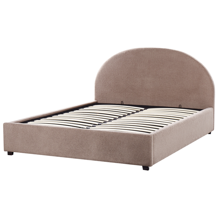 Beliani-VAUCLUSE-Bed met opbergruimte-Taupe-160 x 200 cm-Bouclé