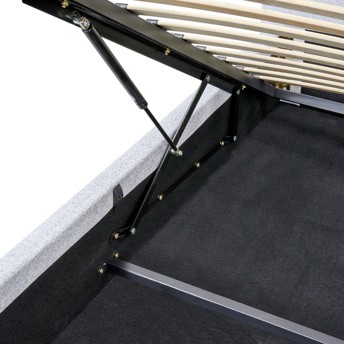 Beliani-BLAGNAC-Bed met opbergruimte-Lichtgrijs-160 x 200 cm-Stof