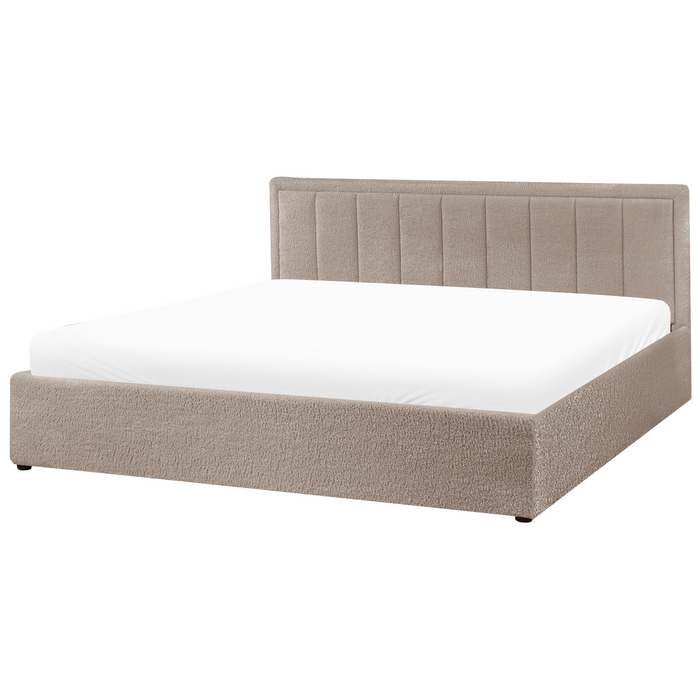 Beliani-MONTLAUR-Bed met opbergruimte-Taupe-180 x 200 cm-Bouclé