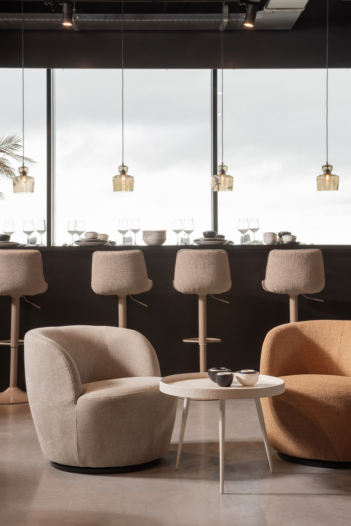 WOOOD Serra Draaifauteuil - Melange Stof - Curry - 68x70x77