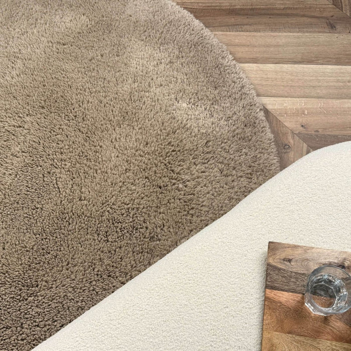 Rond hoogpolig vloerkleed Furr bruin - Interieur05 - 200 x 200 cm