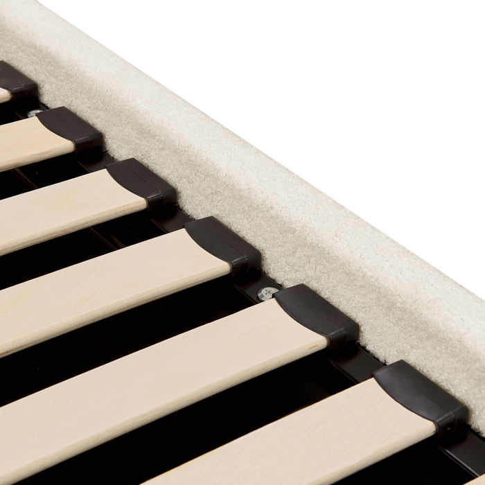 Beliani-CHADENET-Tweepersoonsbed-Gebroken wit-160 x 200 cm-Bouclé