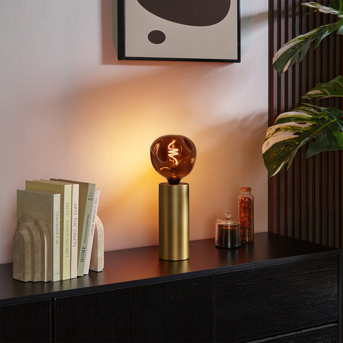 QAZQA Moderne tafellamp messing 24cm - Cylinder