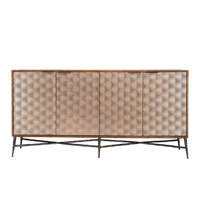 ALIX - Buffet en bois de manguier 4 portes motifs ethniques