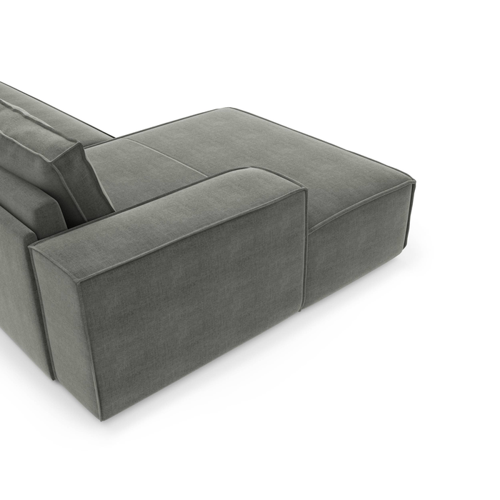 Slaapbank hoek links dunlopillo fluweel grijs 140cm