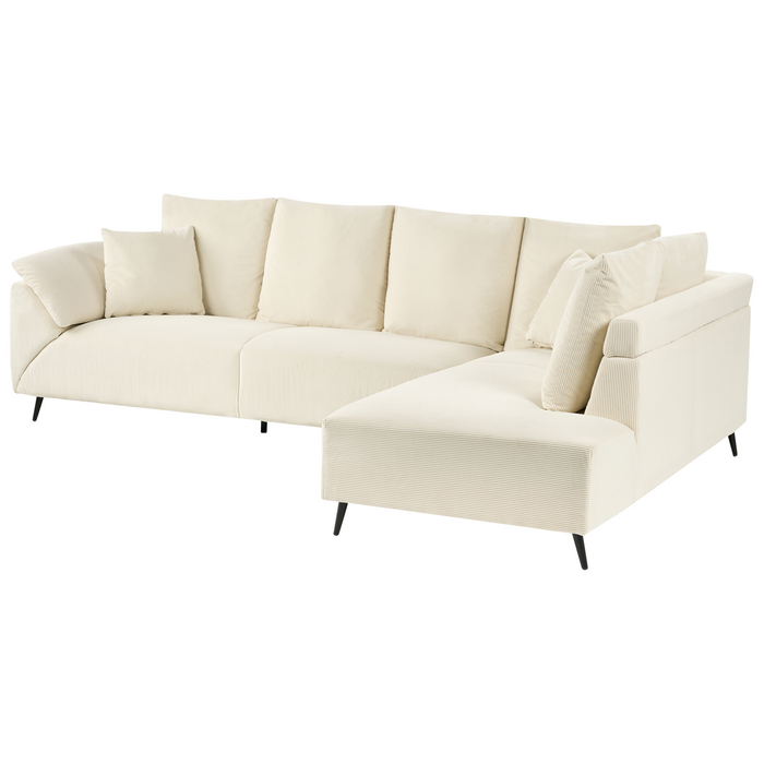 Beliani - LUNNER - Hoekbank - Lichtbeige - Linkszijdig - Corduroy