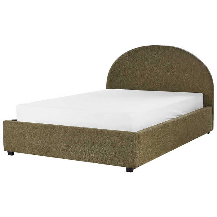 Beliani-VAUCLUSE-Bed met opbergruimte-Olijfgroen-140 x 200 cm-Bouclé