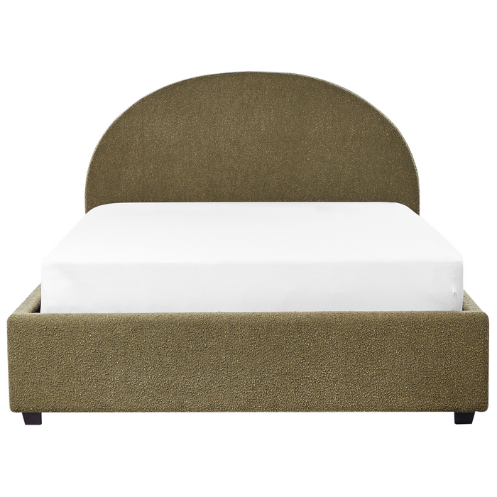 Beliani-VAUCLUSE-Bed met opbergruimte-Olijfgroen-140 x 200 cm-Bouclé