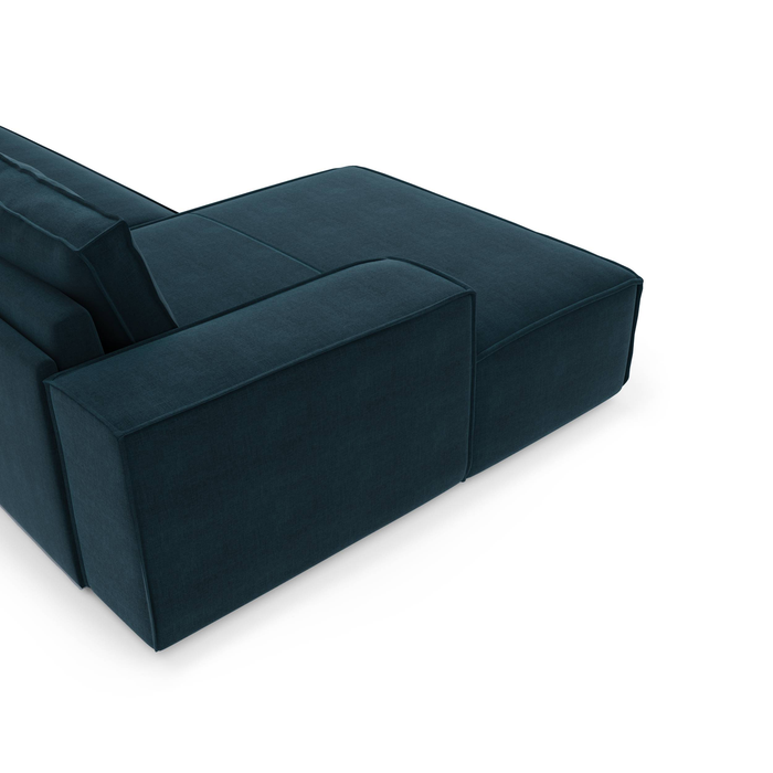 Hoekbanken links JOAN 5 personen Fluweel Pauwblauw