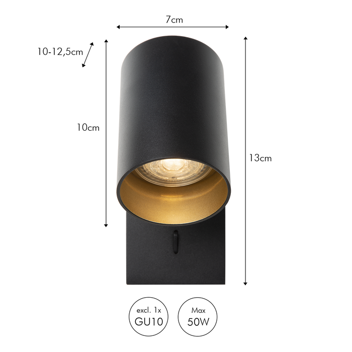 Atmooz Wandlamp Nuo - Zwart Industriele Muurverlichting