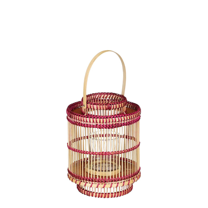 Mica Decorations Lantaarn Classic - 18x18x25 cm - Bamboe - Roze