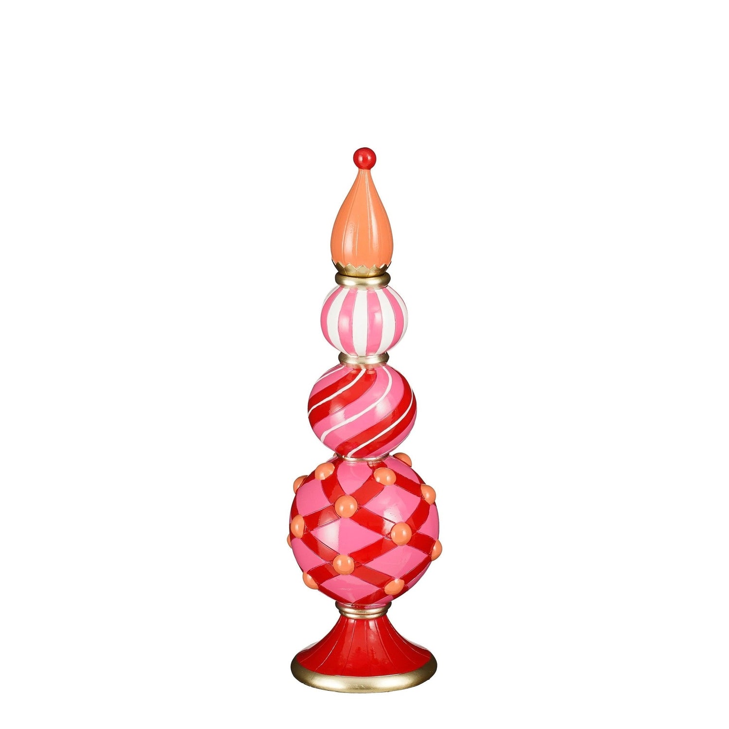 Mica Decorations Kerstversiering Finial - 15x15x47 cm - Polyresin - Rood
