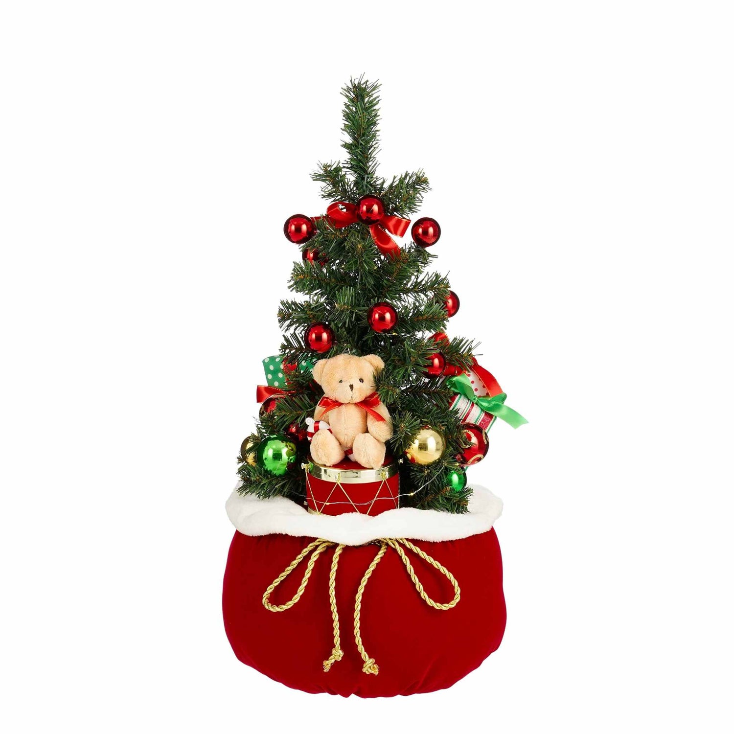 Mica Decorations Kerstversiering X-mas Tree - 28x28x60 cm - Polyester - Rood