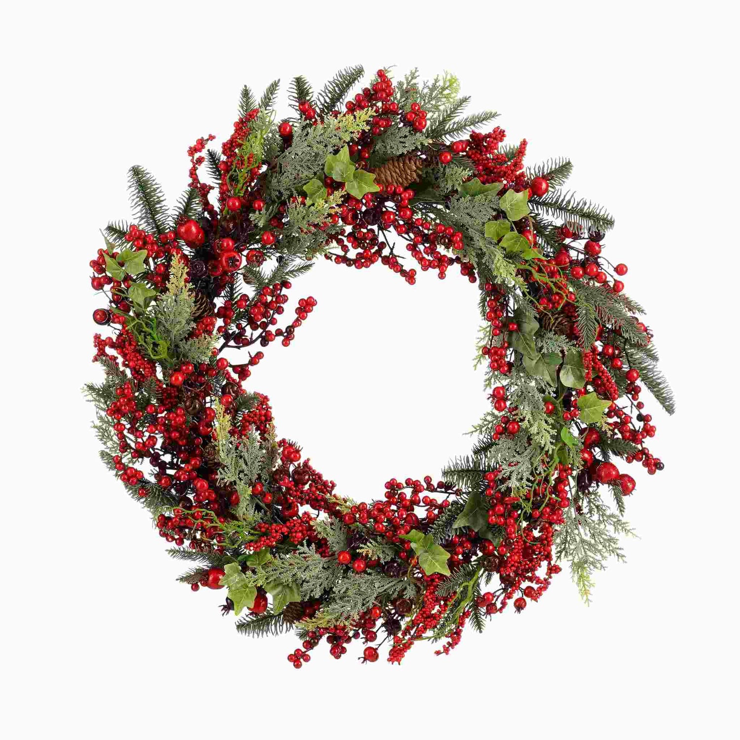 Mica Decorations Kerstkrans Norah - 70x70x13 cm - Polyethyleen - Rood