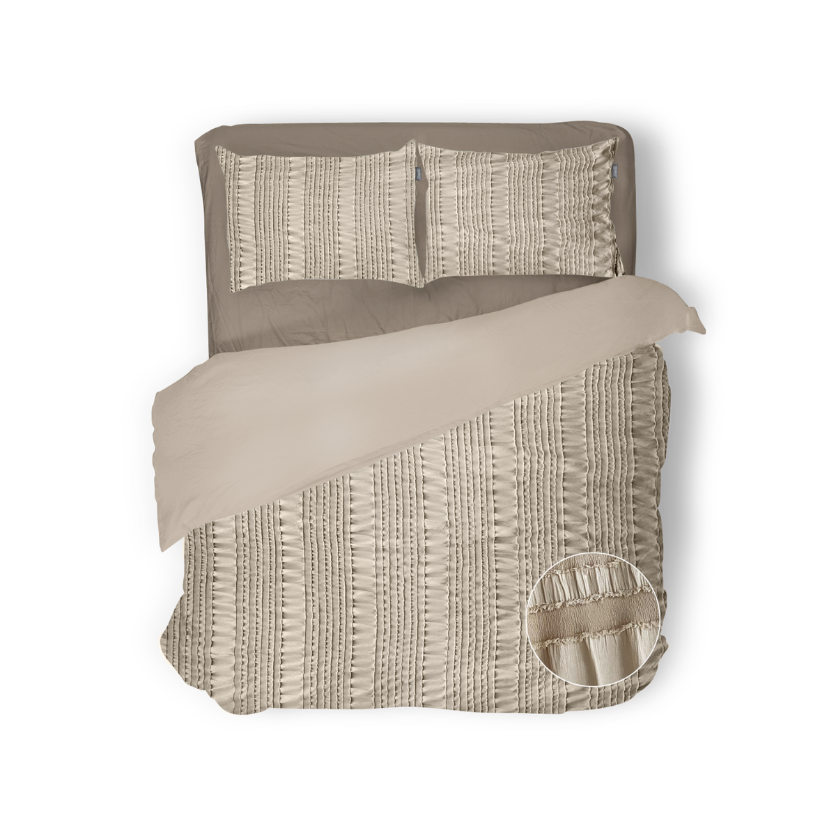 Eleganzzz Dekbedovertrek Micropercal Pure Stitches - soft sand
