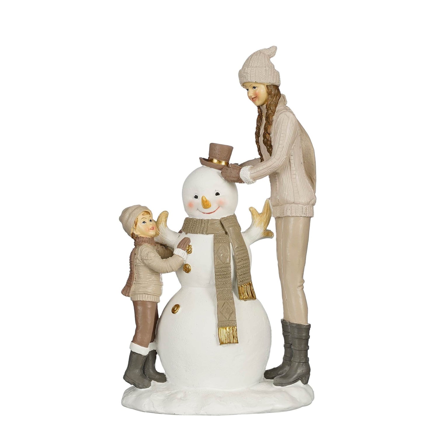 Mica Decorations Kerstversiering Family - 14x10x25 cm - Polyresin - Beige
