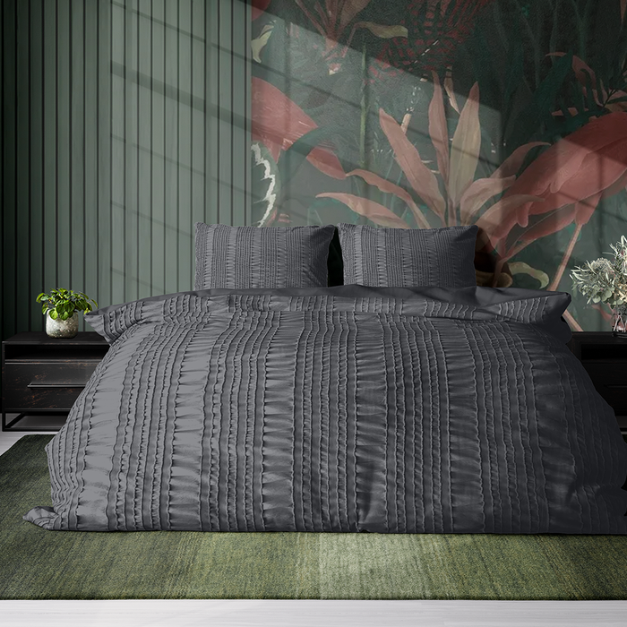Eleganzzz Dekbedovertrek Micropercal Pure Stitches - anthracite