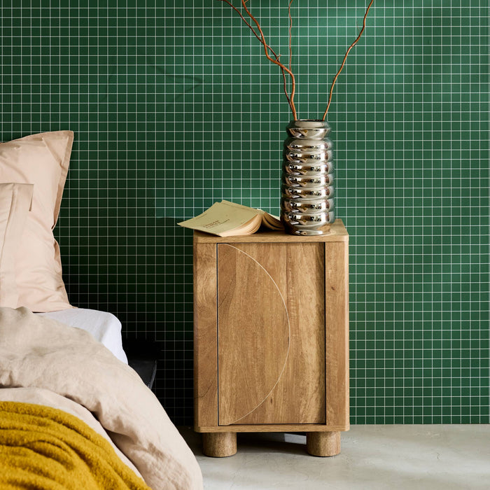 sweeek - Nachtkastje effect mangohout 1 omkeerbare deur (set van 2)