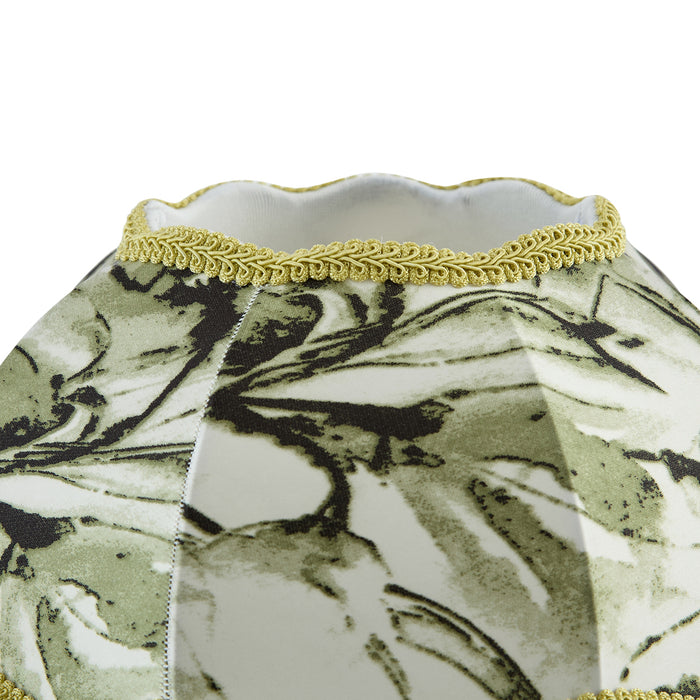 QAZQA Stoffen lampenkap blad dessin met witte binnenkant 31,5|15|14 -