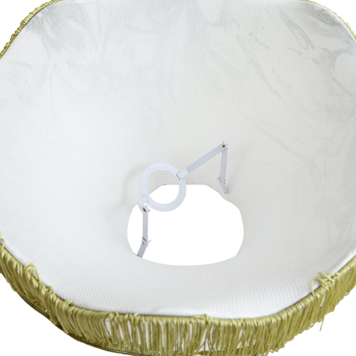 QAZQA Stoffen lampenkap blad dessin met witte binnenkant 45|15|21,5 -