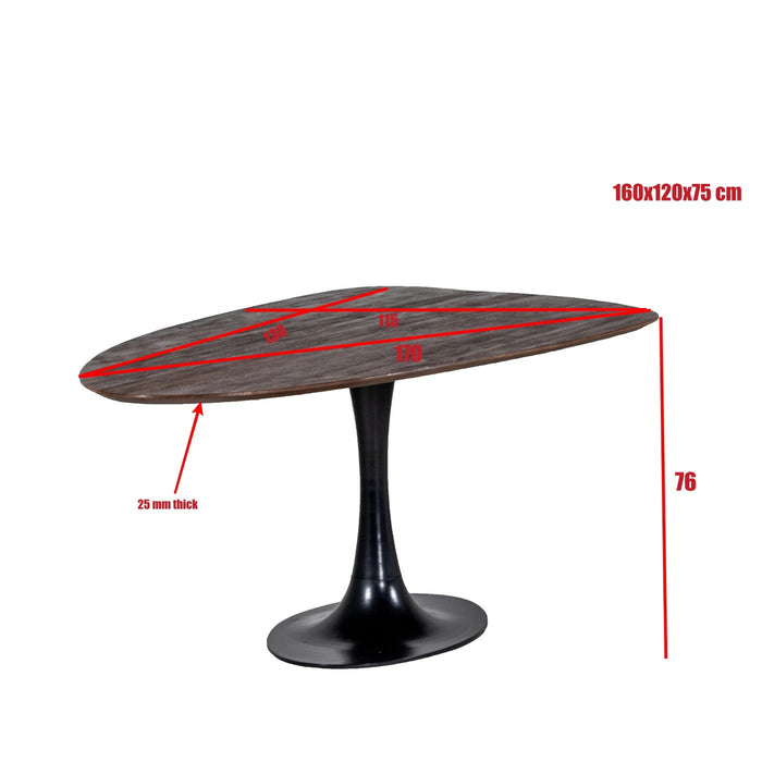 Giga Meubel - Eettafel Kiezel - Bruin 160cm - O-Poot - Tafel Owen