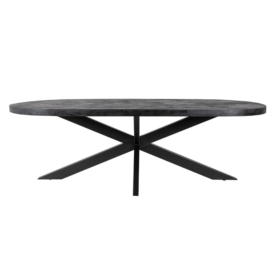 Giga Meubel - Eettafel Ovaal - Zwart Mangohout - 300x100x78cm - Barn