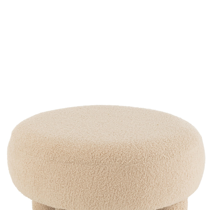 J-Line kruk Rond Teddy Voeten Bouclé - textiel - beige