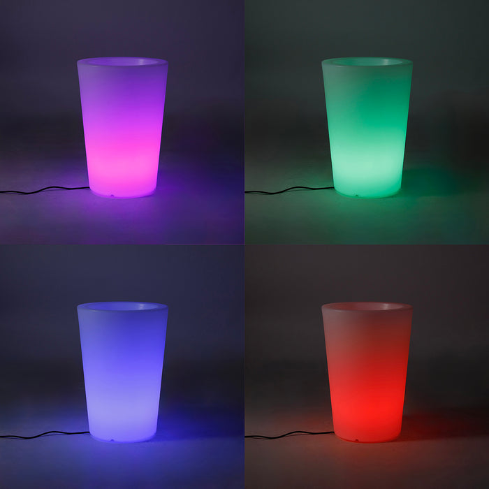 QAZQA Smart buiten vloerlamp bloempot wit IP65 incl. LED Wifi A60 -