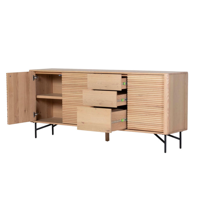 DÉJA Living - Dressoir Eikenhout|Metaal - Naturel - 200x45x86cm - Inès