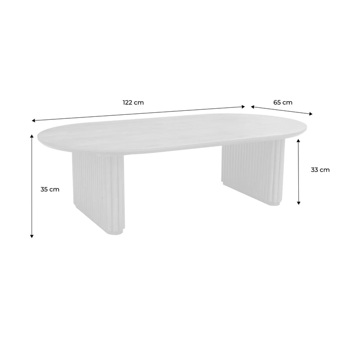 sweeek - Ovale salontafel rubberhout met eikenfineer