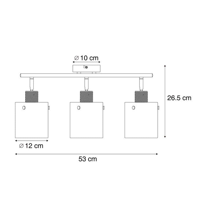 QAZQA Design plafondspot zwart met smoke glas 3-lichts - Domo