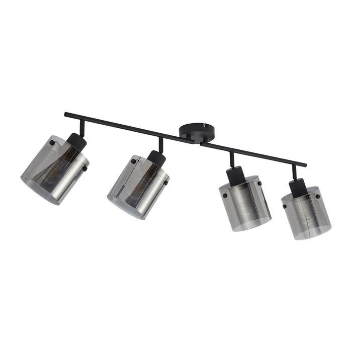 QAZQA Design plafondspot zwart met smoke glas 4-lichts - Domo