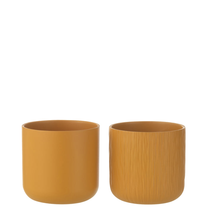J-Line bloempot Gen - keramiek - oker - medium - 2 stuks -  Ø 15 cm