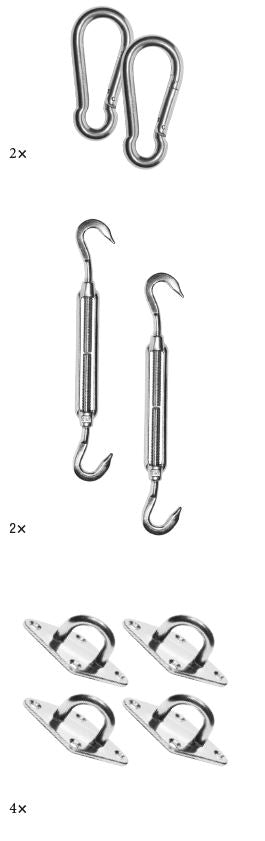 Platinum bevestigingsset voor schaduwdoek - Chromen schaduwdoek