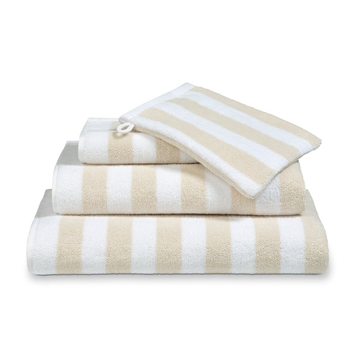 Handdoek Verona Stripes Desert | 70 x 140 cm | Wit | Beige | Katoen