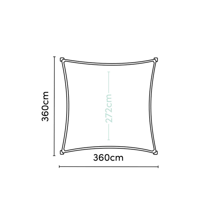 Platinum schaduwdoek Coolfit L360 x B360 cm - Olijfgroene vierkante