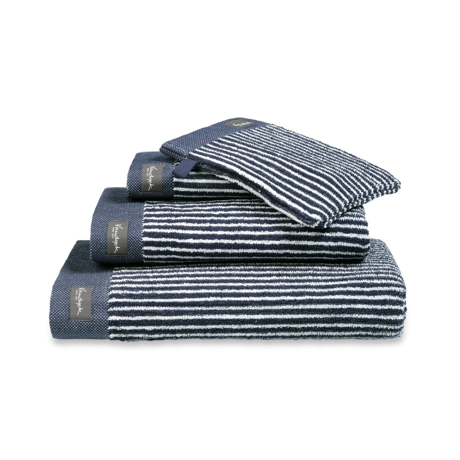 Handdoek Home Petit Ligne Blue Ink | 70 x 140 cm | Blauw | Katoen