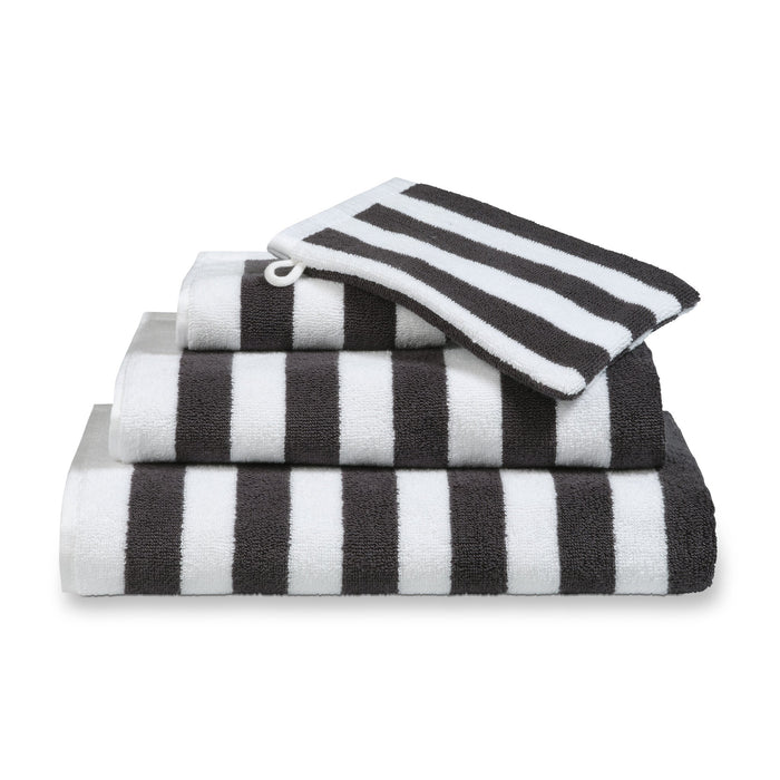 Handdoek Verona Stripes Off Black | 70 x 140 cm | Zwart | Wit | Katoen
