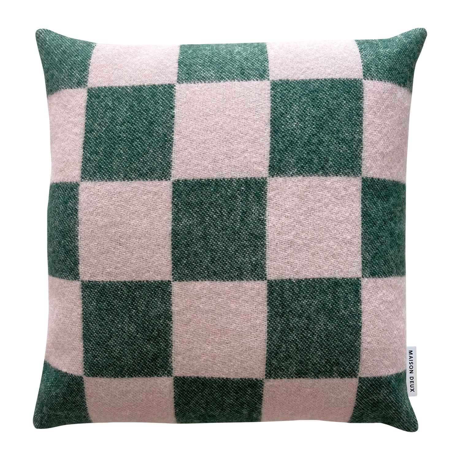 Maison Deux Checkerboard Kussenhoes - Groen / Roze