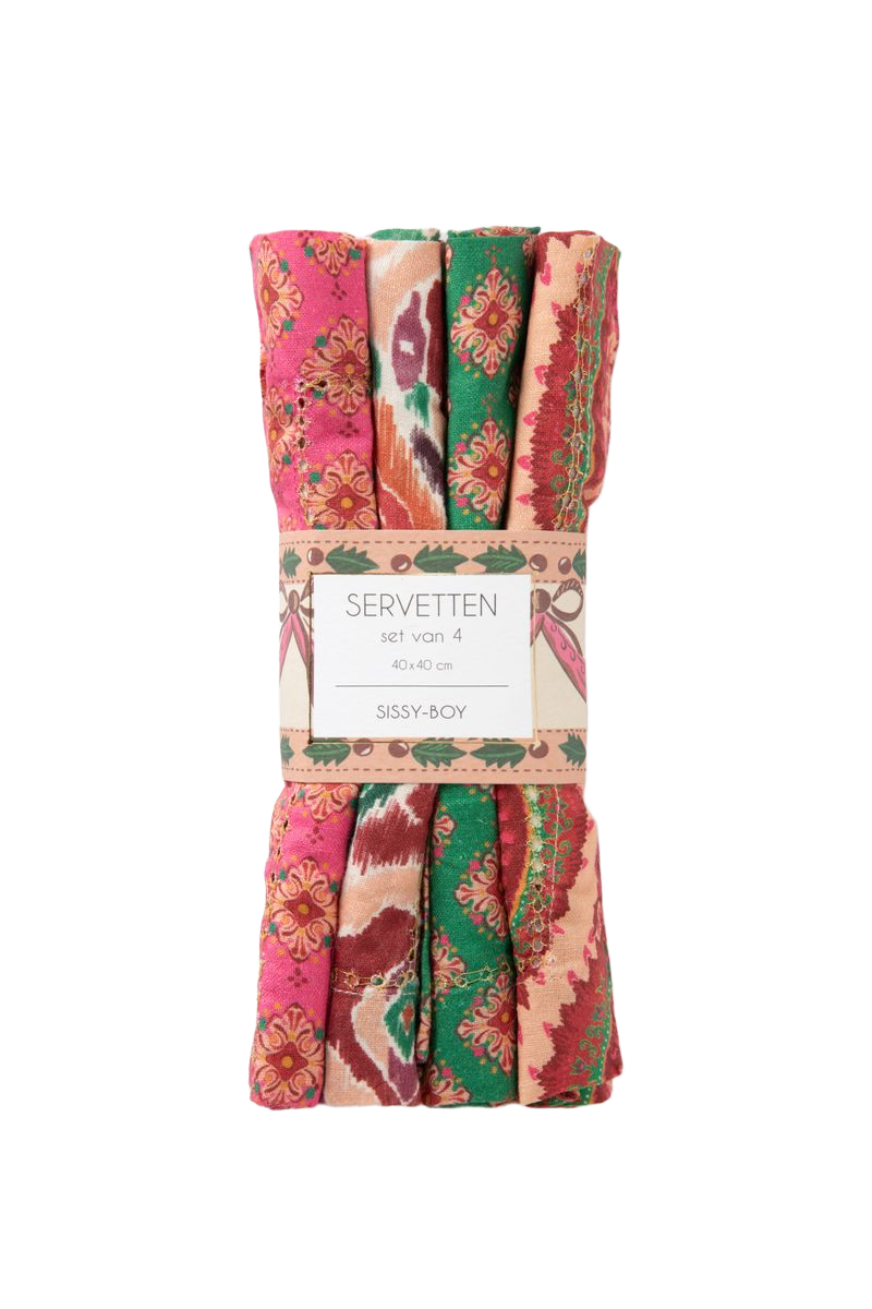 Sissy-Boy Set van 4 servetten met kerst print-4st.