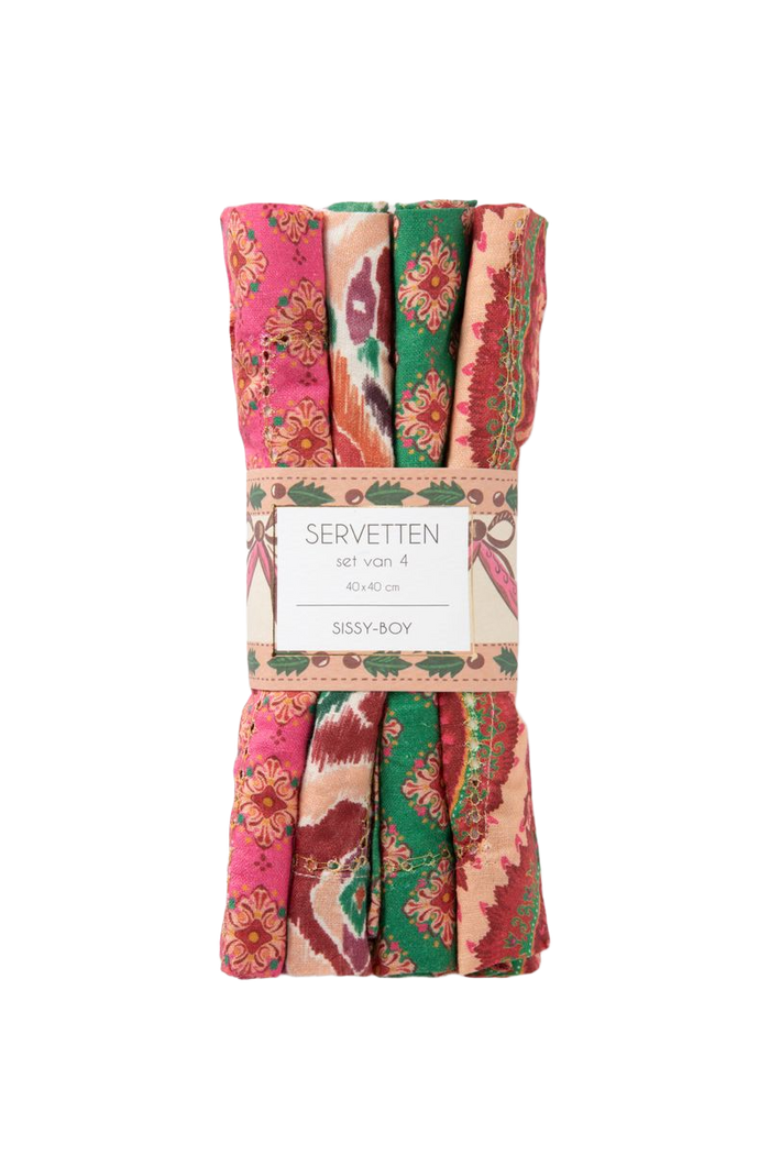 Sissy-Boy Set van 4 servetten met kerst print-4st.