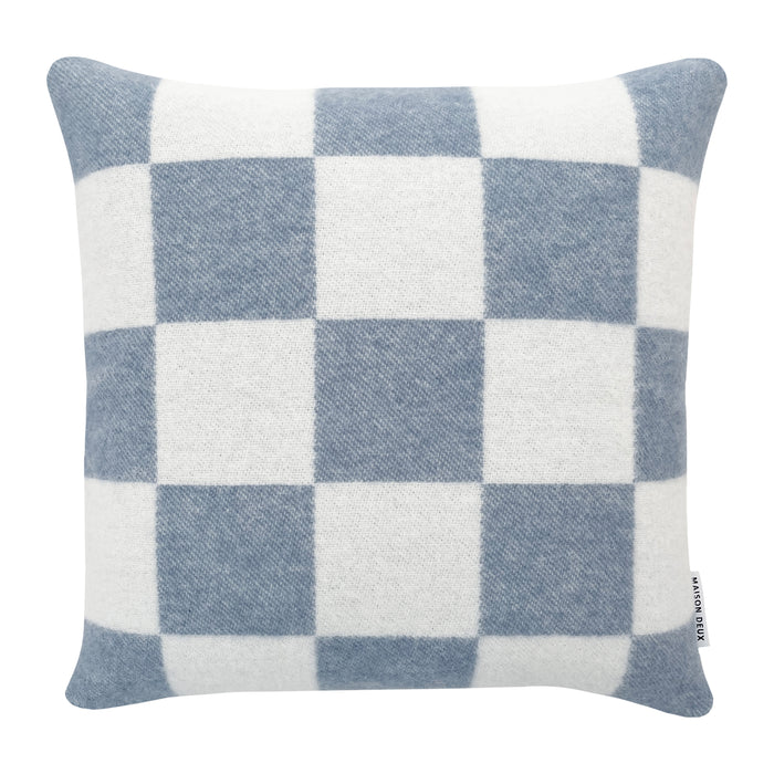 Maison Deux Checkerboard Kussenhoes - Denim / Wit