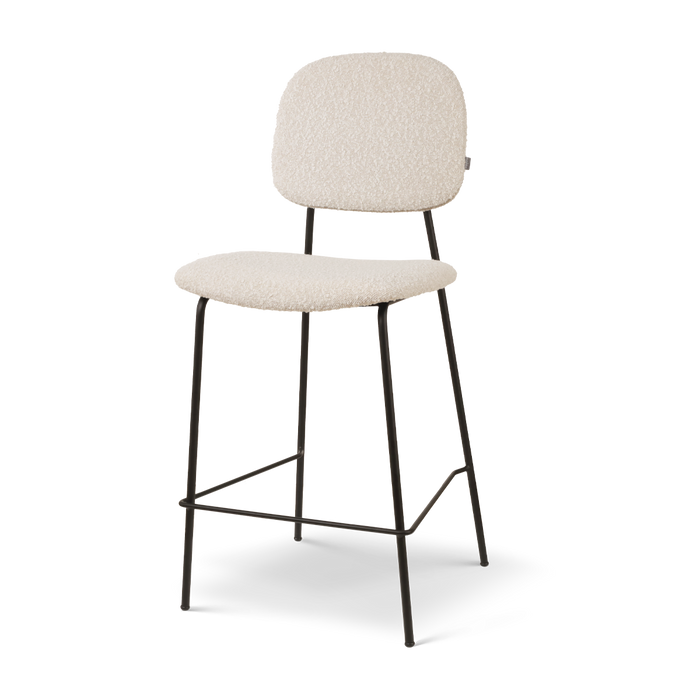 Nolon Jasmijn Barkruk Bouclé Beige - Zwart - 65 cm