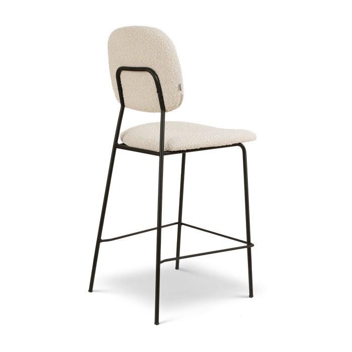 Nolon Jasmijn Barkruk Bouclé Beige - Zwart - 65 cm