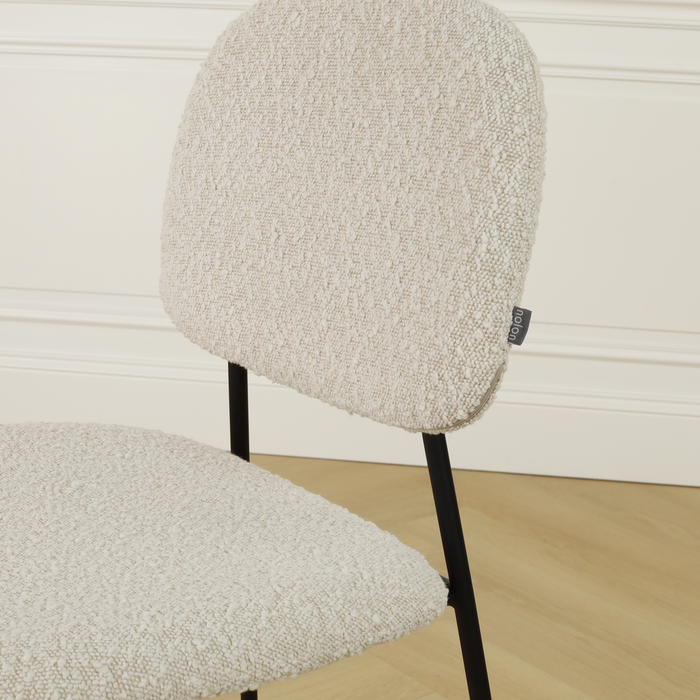 Nolon Jasmijn Barkruk Bouclé Beige - Zwart - 65 cm