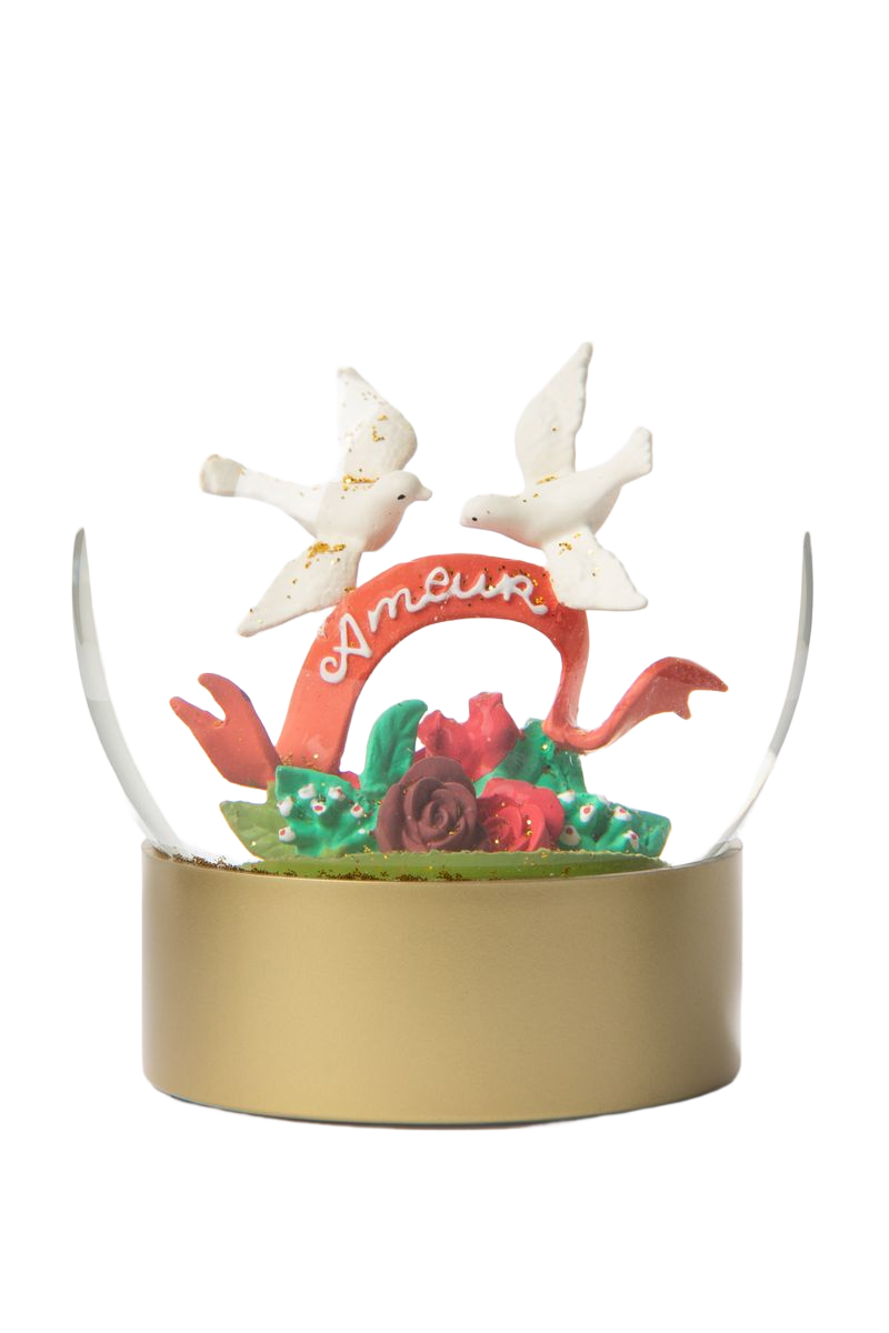 Sissy-Boy Glazen sneeuwbol met kerst duifjes